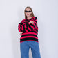 Fuchsia Bi-Tone Striped knitted Pullover