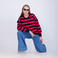 Fuchsia Bi-Tone Striped knitted Pullover