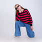 Fuchsia Bi-Tone Striped knitted Pullover