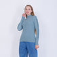 Slate Blue Knitted Pullover With Ruffle Sleeves