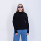 Black Knitted Pullover With Ruffle Sleeves