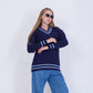 Dark Blue V-Neck Knitted Pullover