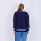 Dark Blue V-Neck Knitted Pullover