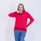 Fuchsia V-Neck Knitted Pullover