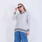 Silver V-Neck Knitted Pullover