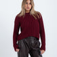 Maroon High Hip Ribbed Pullover