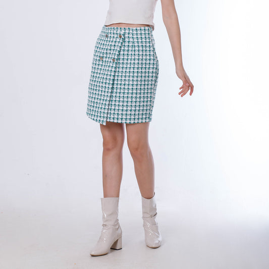 Green Wool Checkered Skirt