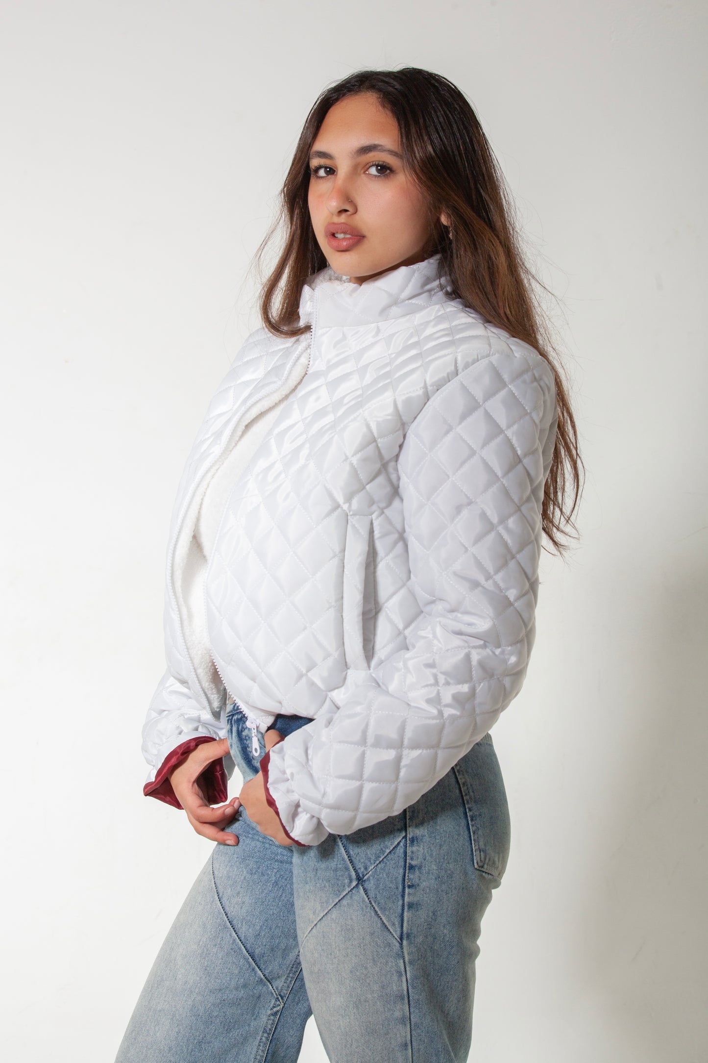 White Capitone Puffer Jacket