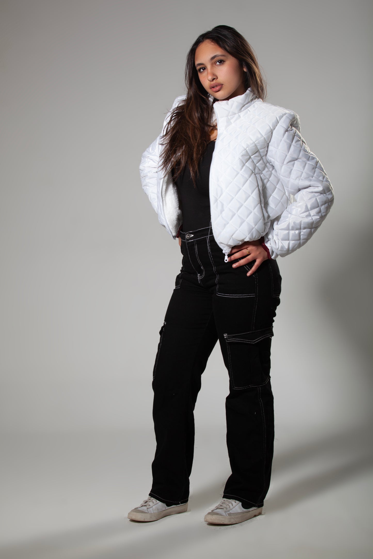 White Capitone Puffer Jacket