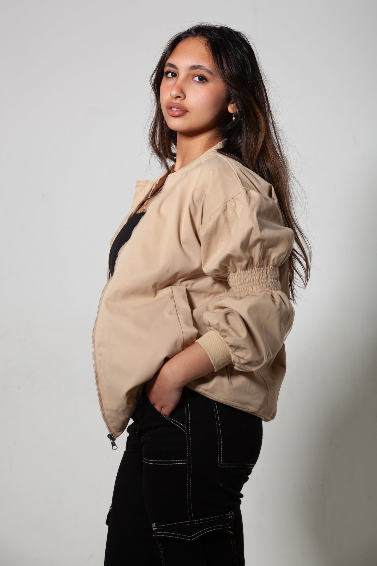 Beige Casual Waterproof Jacket