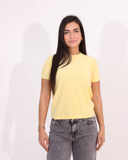 Yellow Cotton Basic T-Shirt