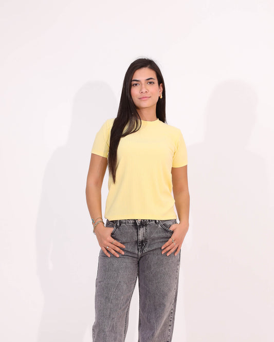 Yellow Cotton Basic T-Shirt