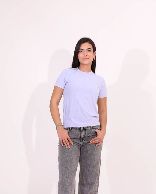 Light Blue Cotton Basic T-Shirt