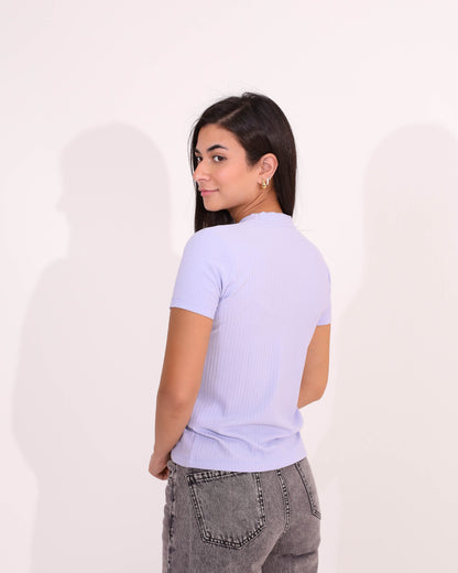 Light Blue Cotton Basic T-Shirt