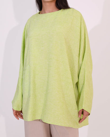Light Green Side Pocket Oversized Blouse