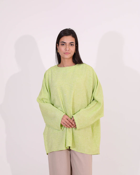 Light Green Side Pocket Oversized Blouse