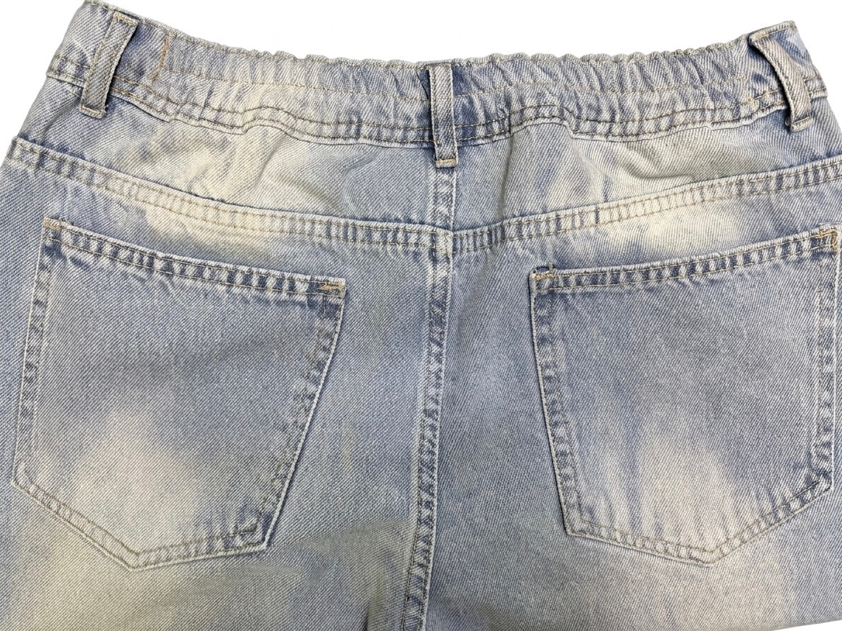Sky Romance Straight Denim ( Elastic waist )
