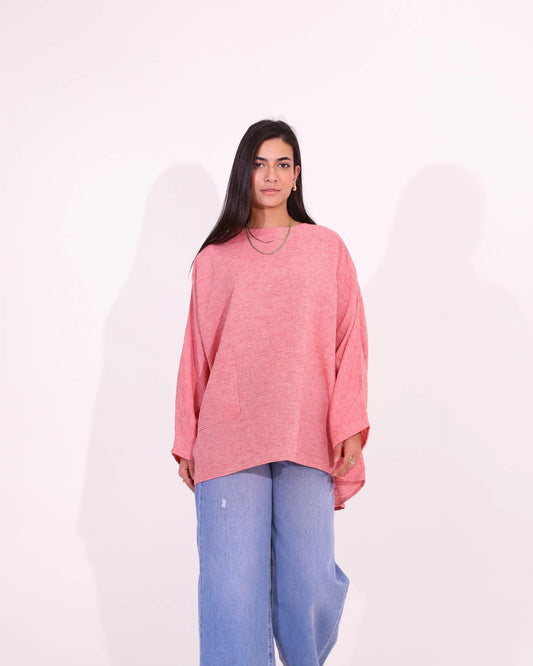 Fuchsia Side Pocket Oversized Blouse