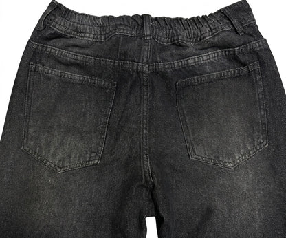 Dark Bloom Straight Denim ( Elastic waist )