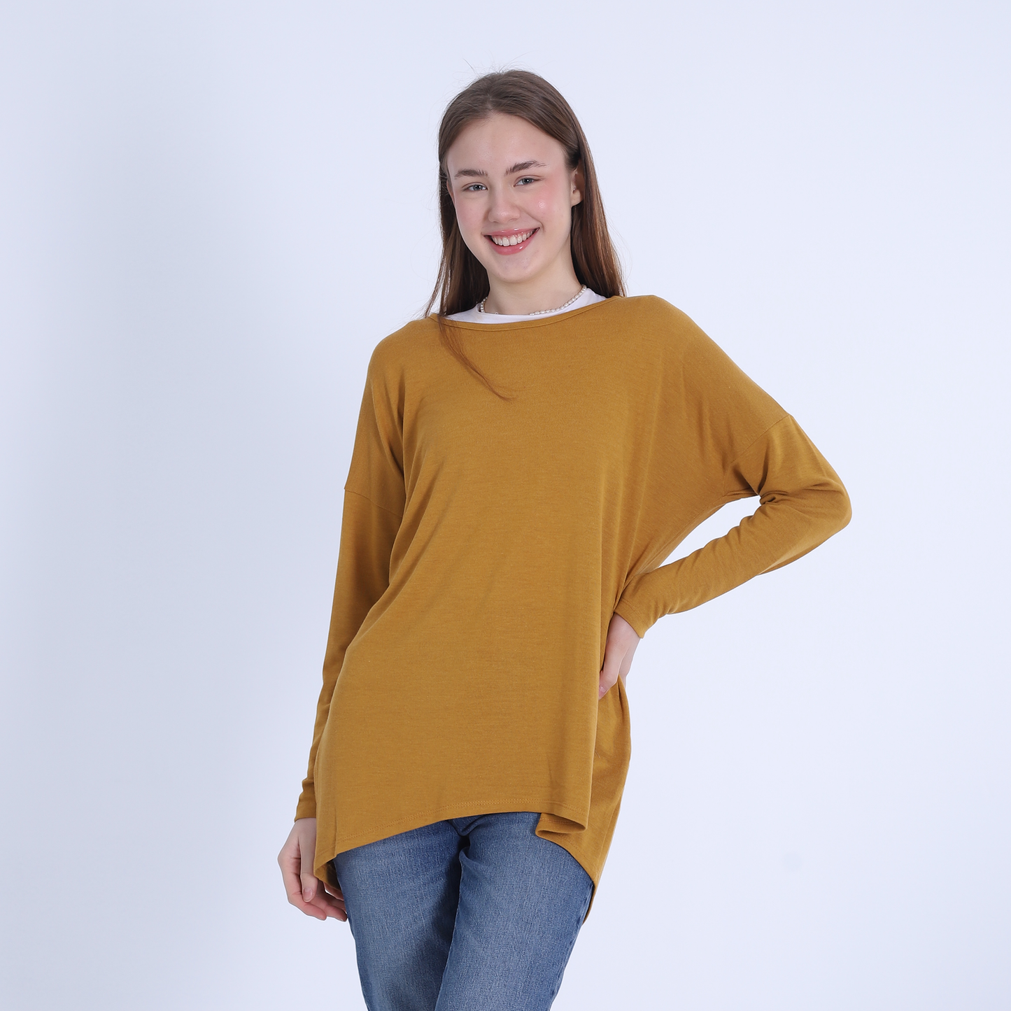 Mustard Comfy High-Low Pullover