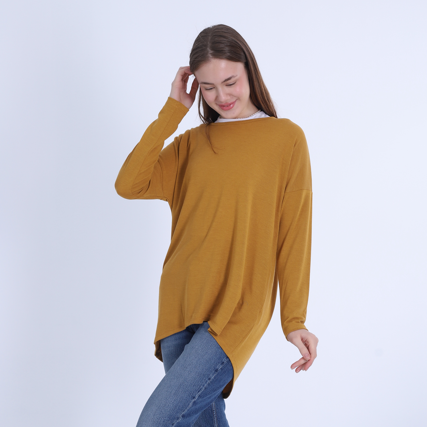 Mustard Comfy High-Low Pullover