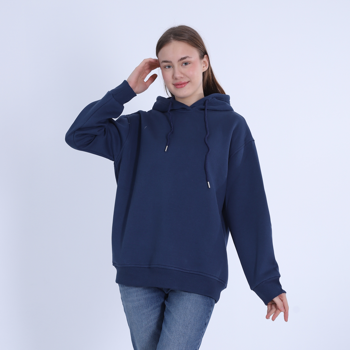 Navy Soft Melton Basic Hoodie