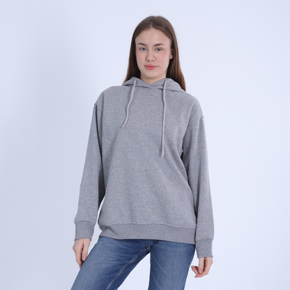 Gray Soft Melton Basic Hoodie