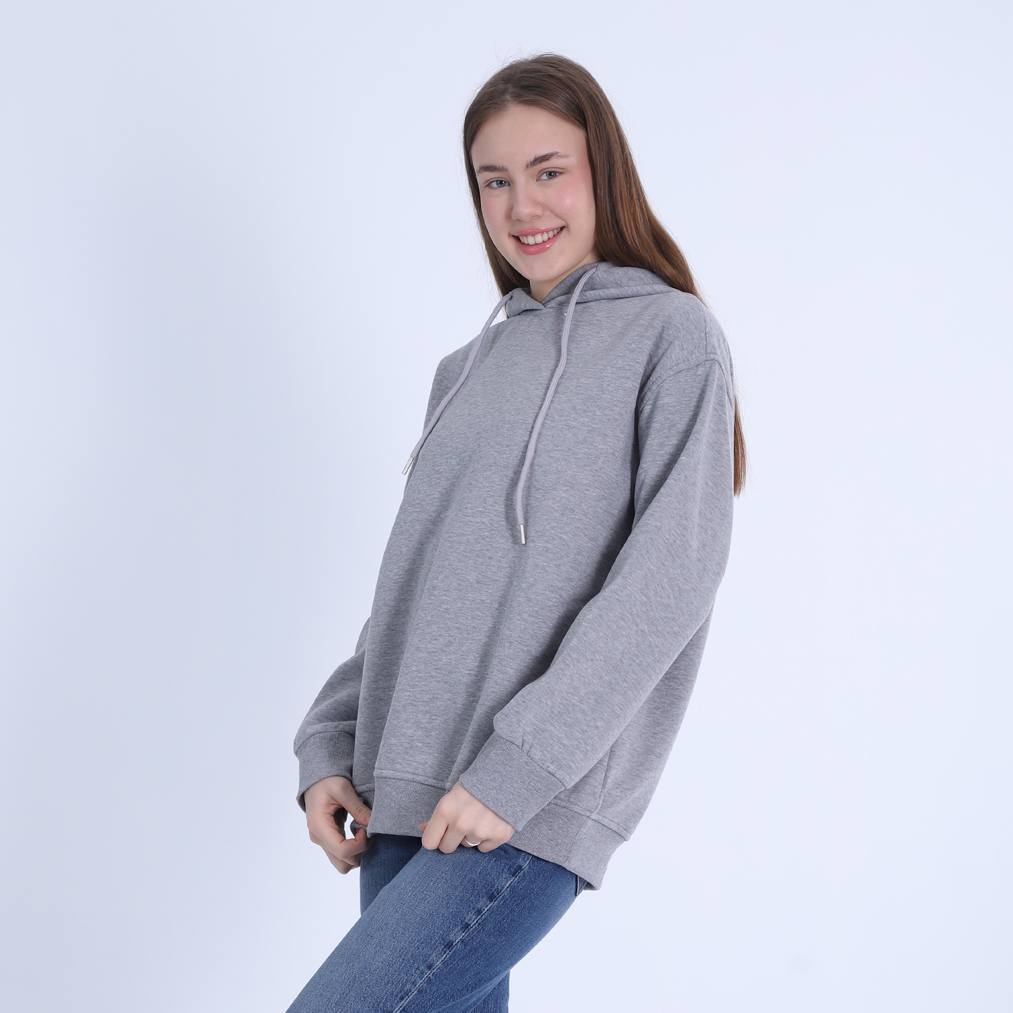 Gray Soft Melton Basic Hoodie