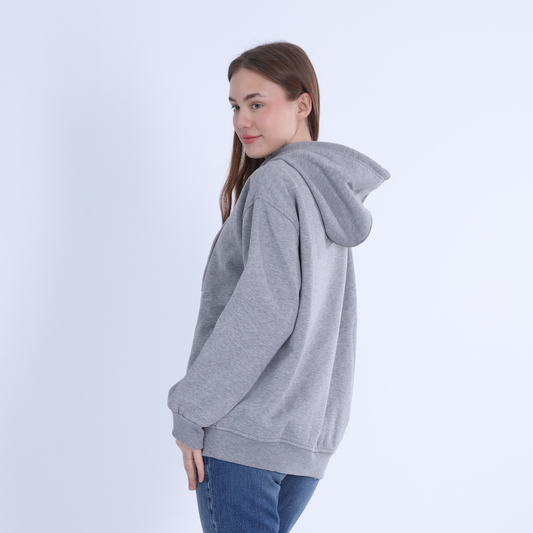 Gray Soft Melton Basic Hoodie