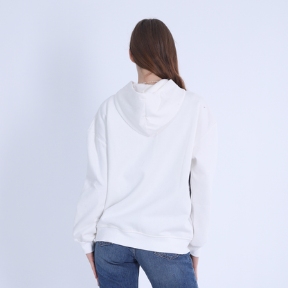 هودي ميلتون أبيض عاجي مع جيوب من قماش الدنيم