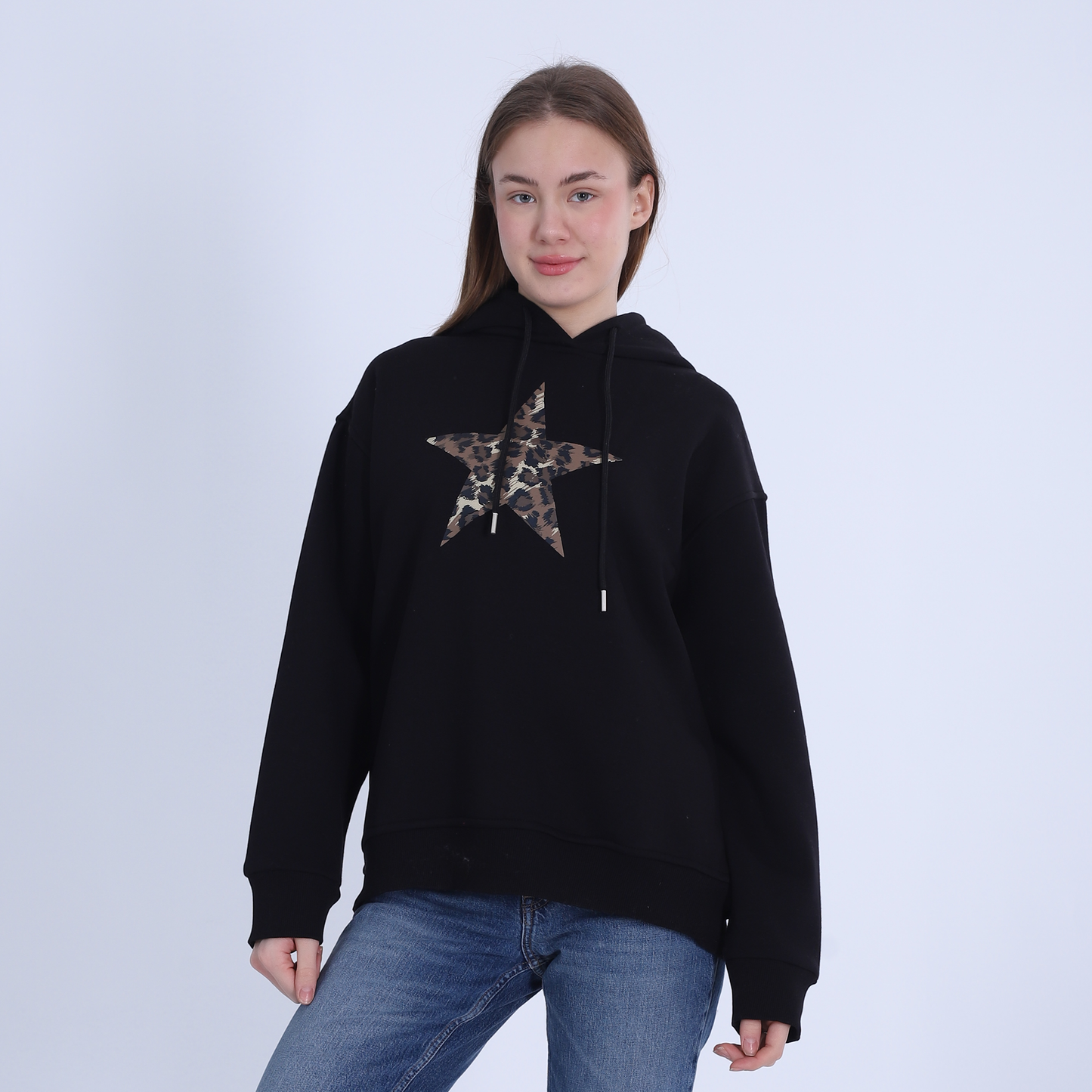 Black Star-Print Hoodie