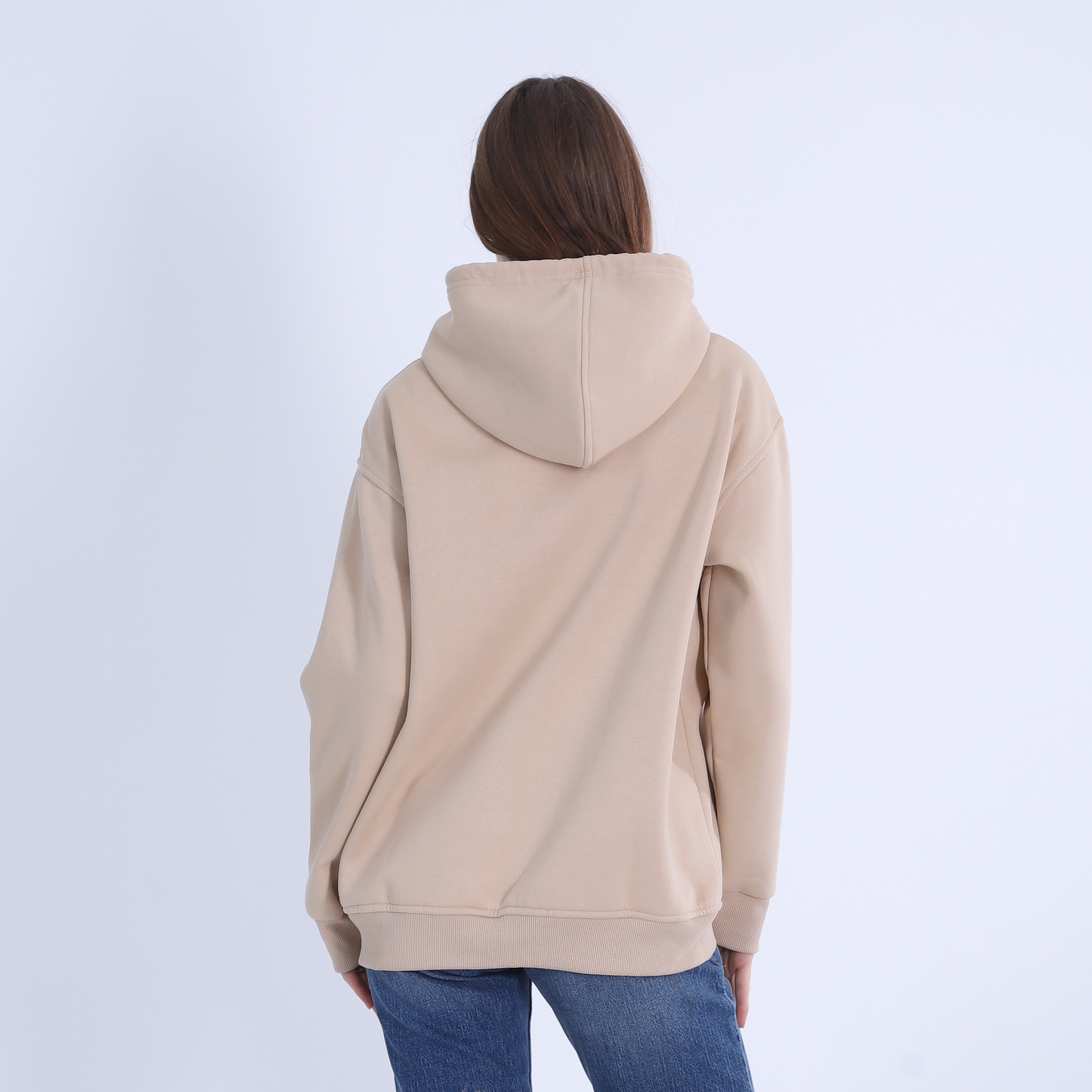 Beige Soft Melton Basic Hoodie