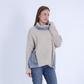 Beige Trico Pullover with Denim Pockets