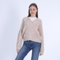 Beige Knitted Sweater with Buttons