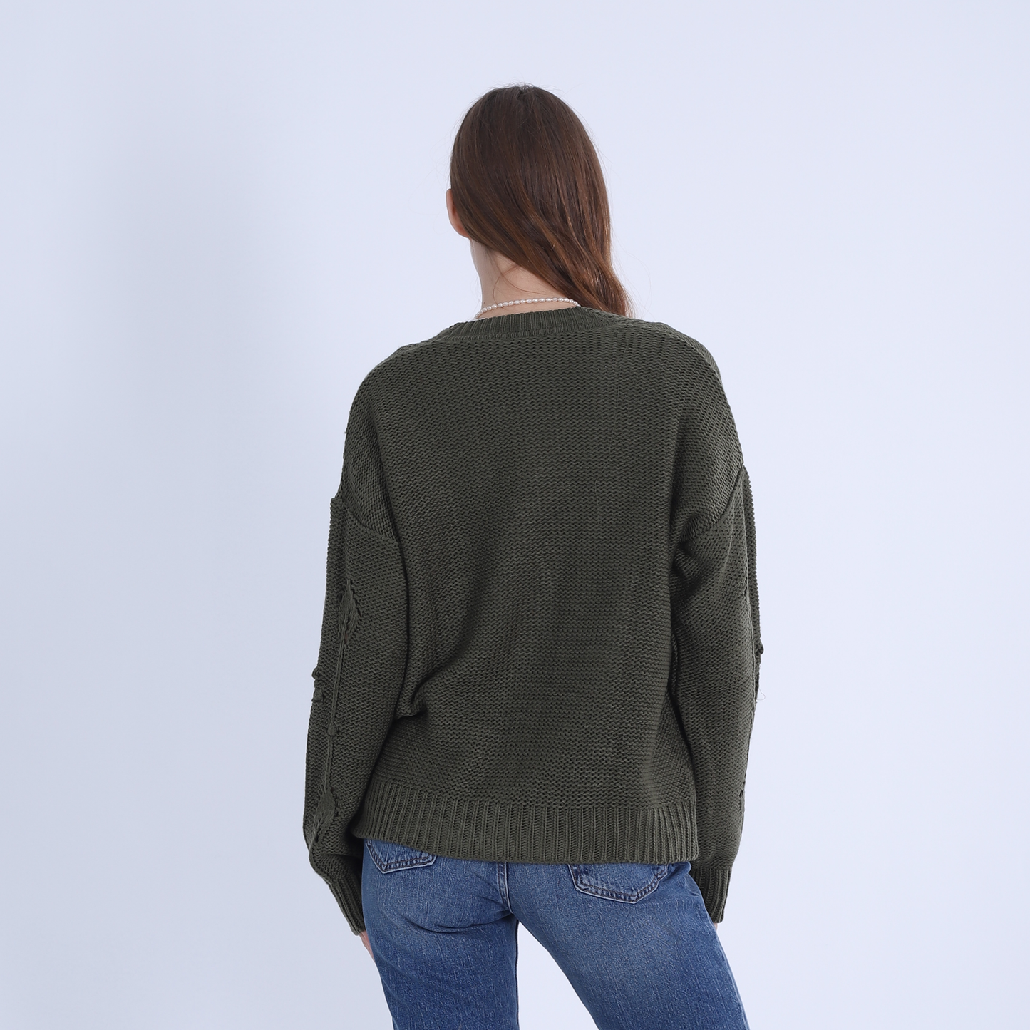 Olive Knitted Sweater with Buttons