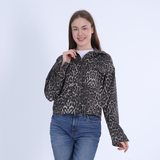 سترة مطبوعة عالية الورك