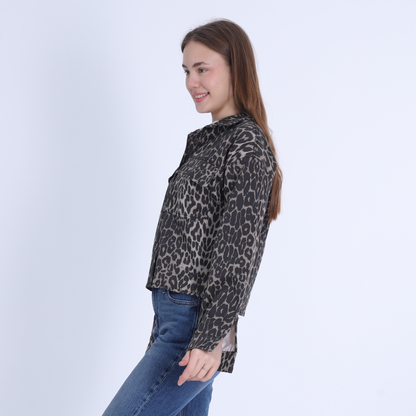 سترة مطبوعة عالية الورك