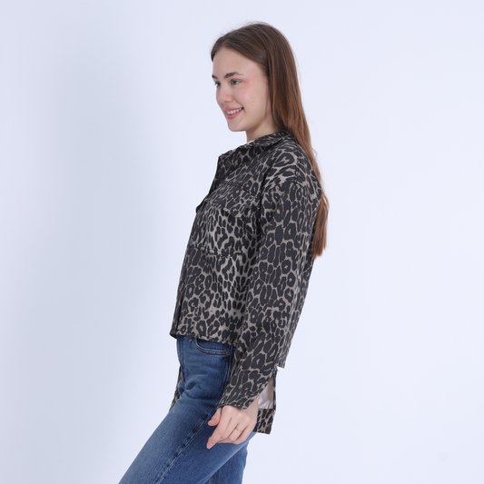 سترة مطبوعة عالية الورك