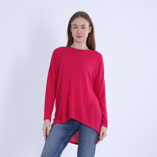 Fuchsia Comfy High-Low Pullover