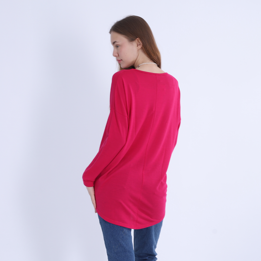 Fuchsia Comfy High-Low Pullover