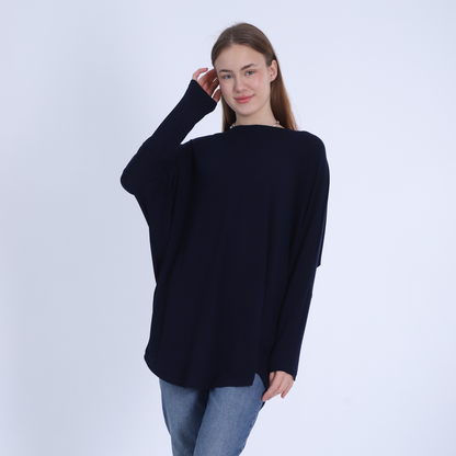 Navy Cozy Plain Pullover