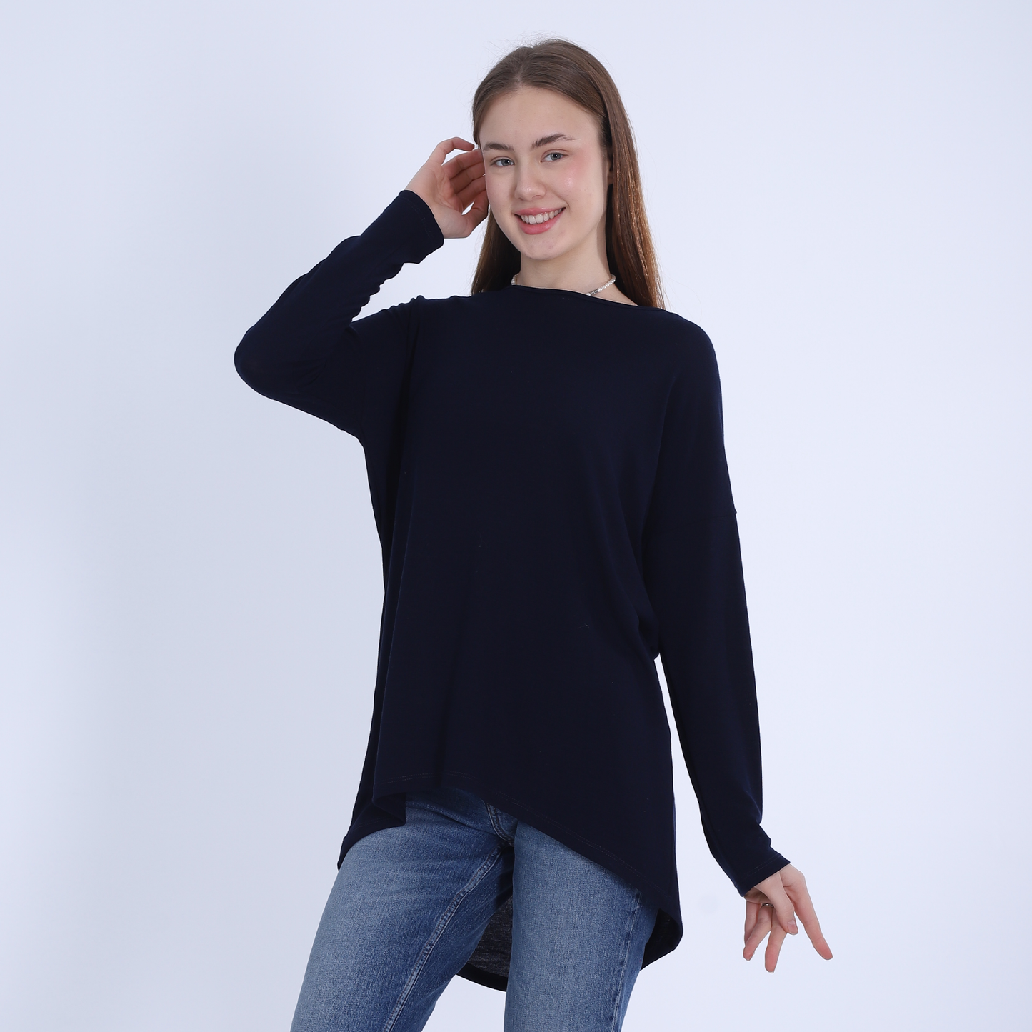 Navy Comfy High-Low Pullover