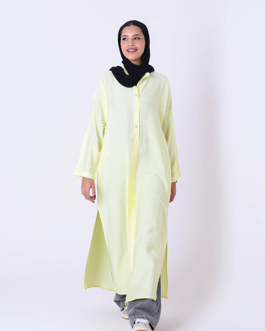 Yellow Tie Strap Shirt Dress