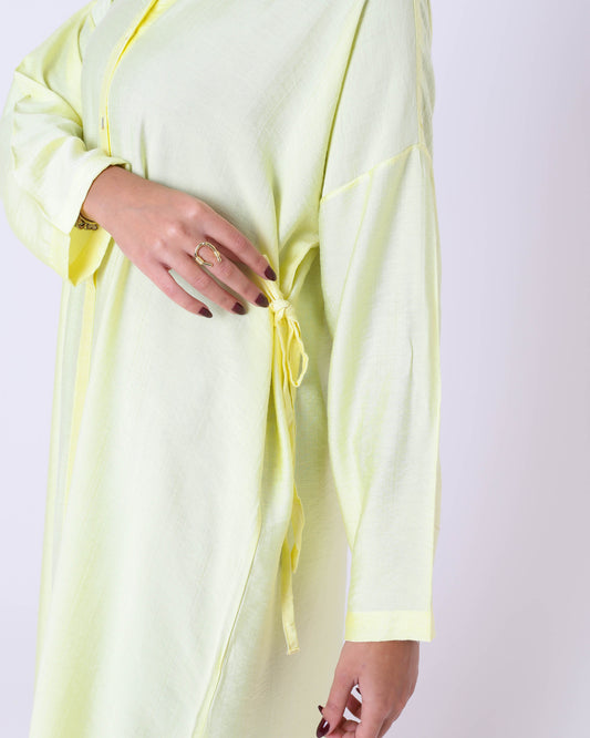 Yellow Tie Strap Shirt Dress