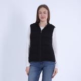 Black Front Zipper Knitted Hooded Vest