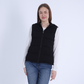 Black Front Zipper Knitted Hooded Vest