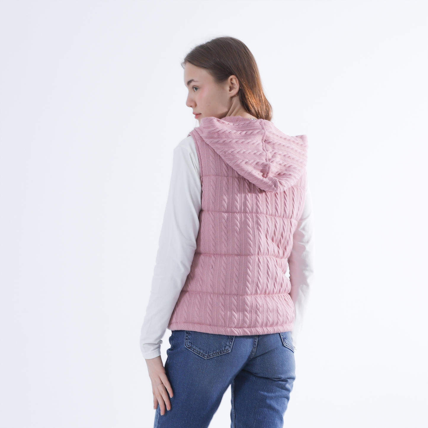 Cashmere Front Zipper Knitted Hooded Vest