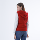 Red Front Zipper Knitted Hooded Vest