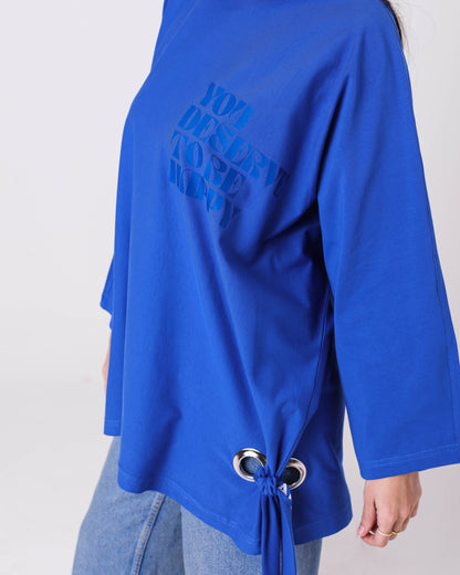 Blue Printed Cotton T-Shirt