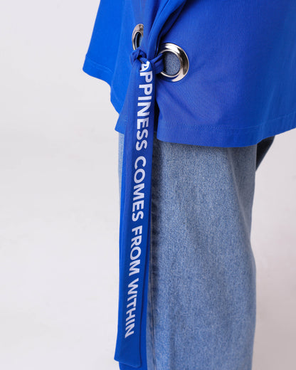 Blue Printed Cotton T-Shirt